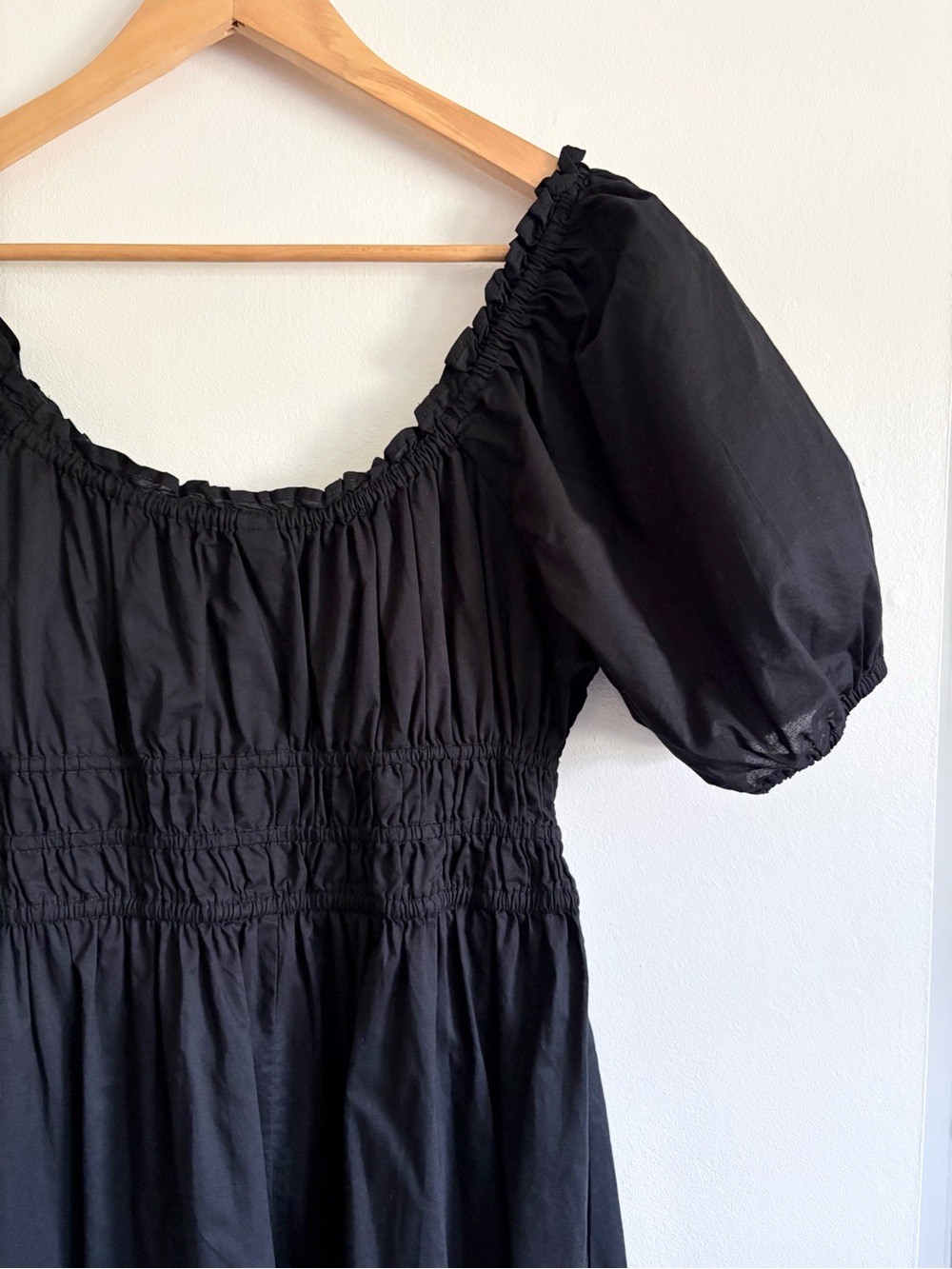 Old Navy Fit & Flare Puff-Sleeve Midi Dress in Black - Picture 7 of 8